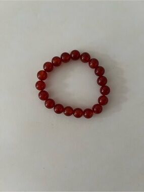 Women's Carnelian Red Beaded Stretch Bracelet